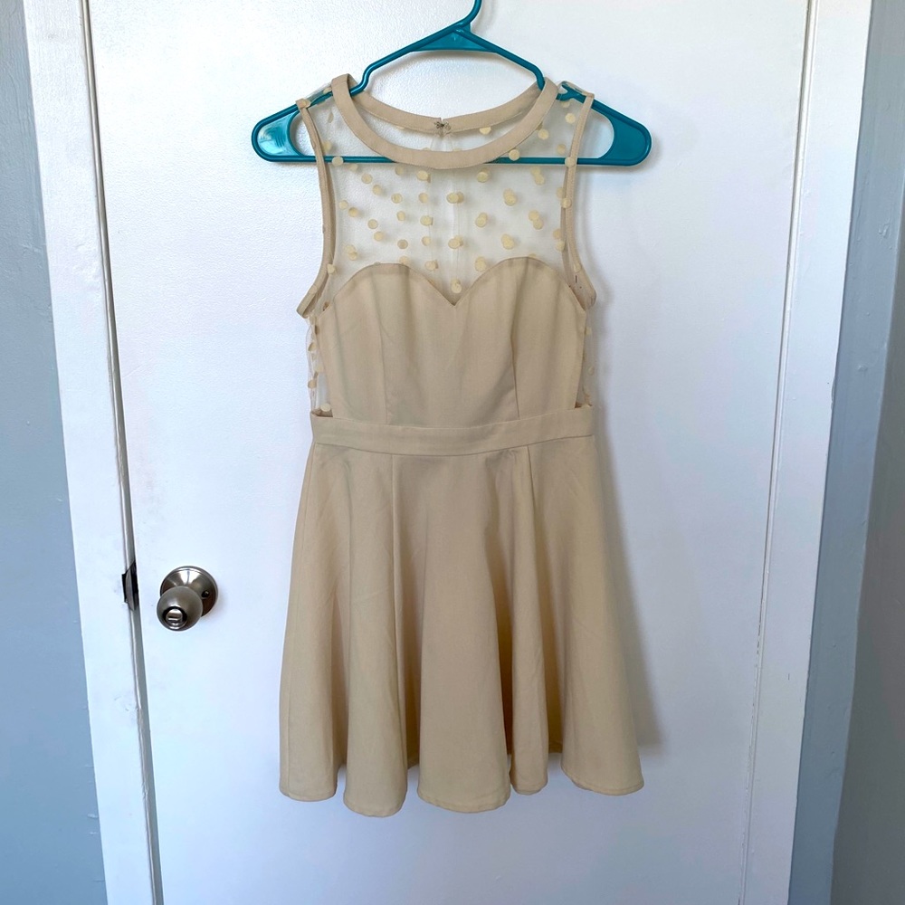 NO SLEEVE Stunning and Adorable Cream Mini Dress
